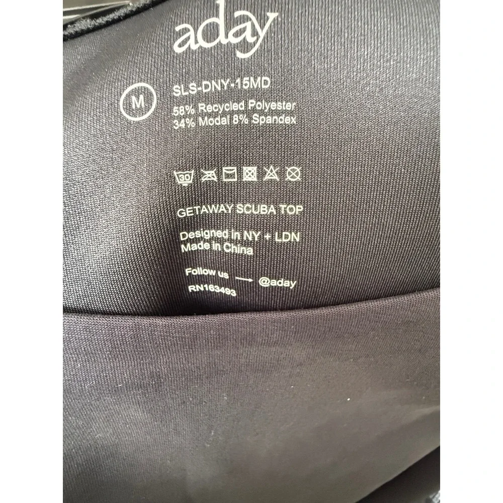 Aday Getaway Scuba Top Boat Neck Long Sleeve Black Women's Size M - Picture 10 of 10